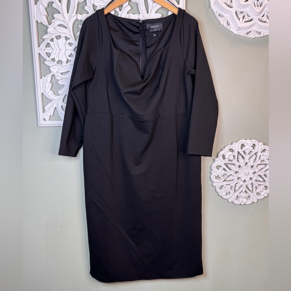 ELOQUII X JASON WU Black Sweetheart Long Sleeve Sheath Dress Classic size 18